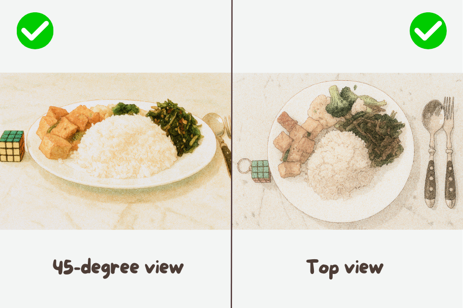 45 degrees view and top view